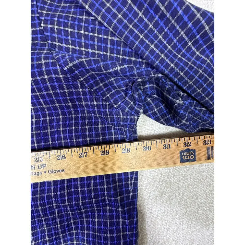 Ralph Lauren Golf Men 2XL Blue Windowpane Plaid Long Sleeve Atheisure Shirt